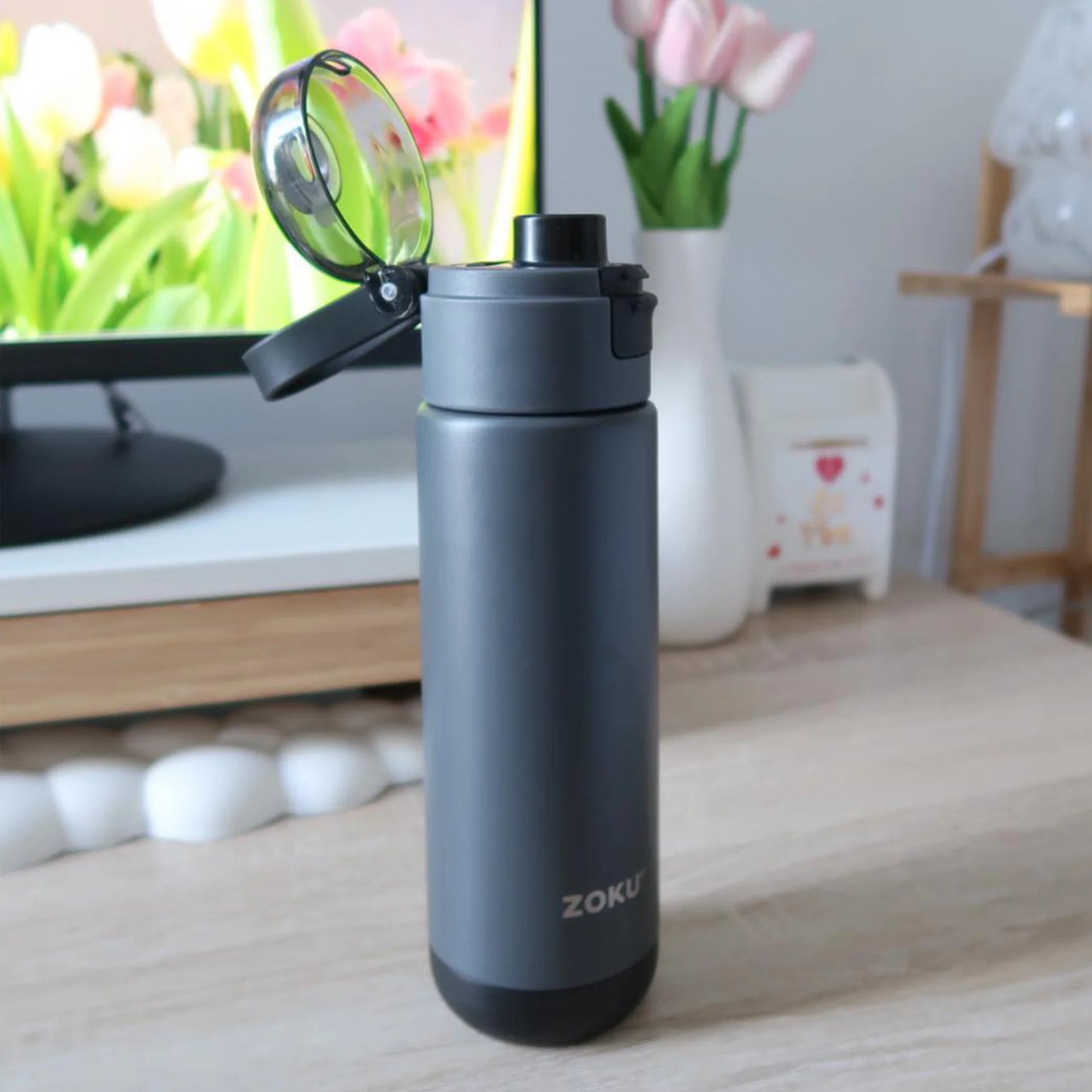 Garrafa Desportiva de Aço Inoxidável Flip Top Grey - 500ml