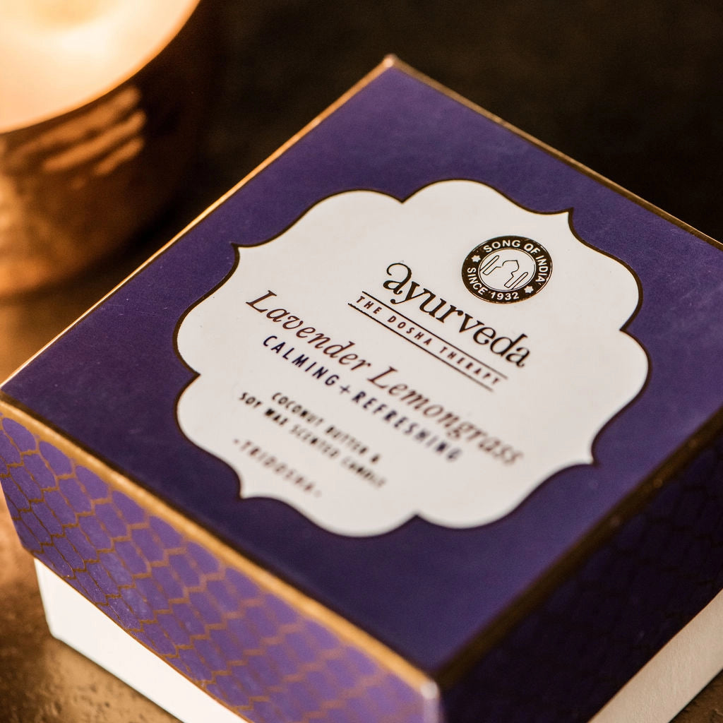 Vela perfumada com 2 pavios em frasco - Tridosha Lavanda