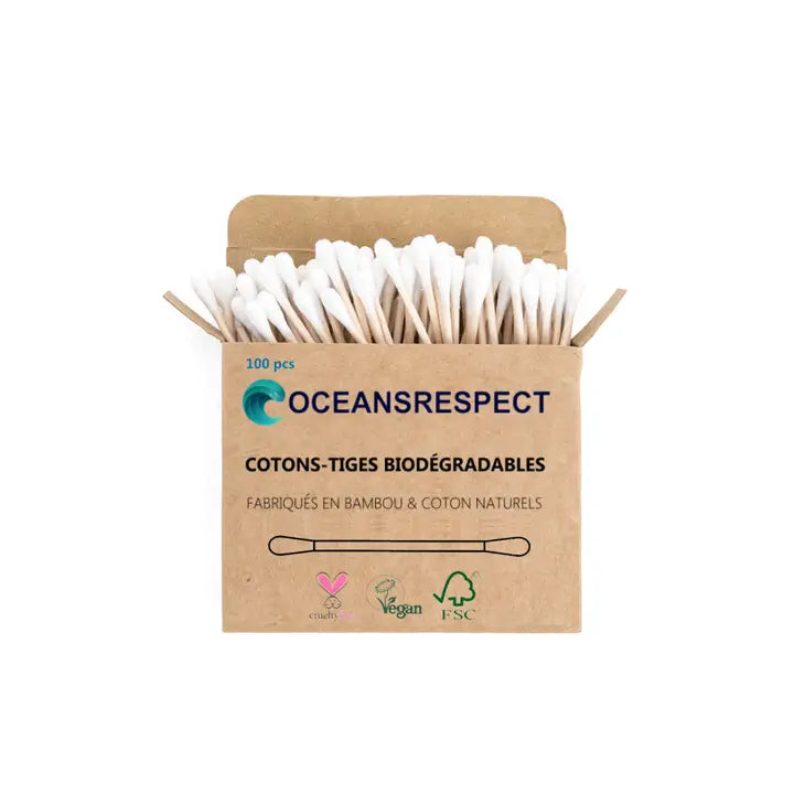 Cotonetes de bambu e algodão orgânico