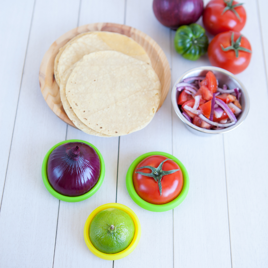 Tampas ajustáveis de silicone - Conjunto de 5 Fresh Greens