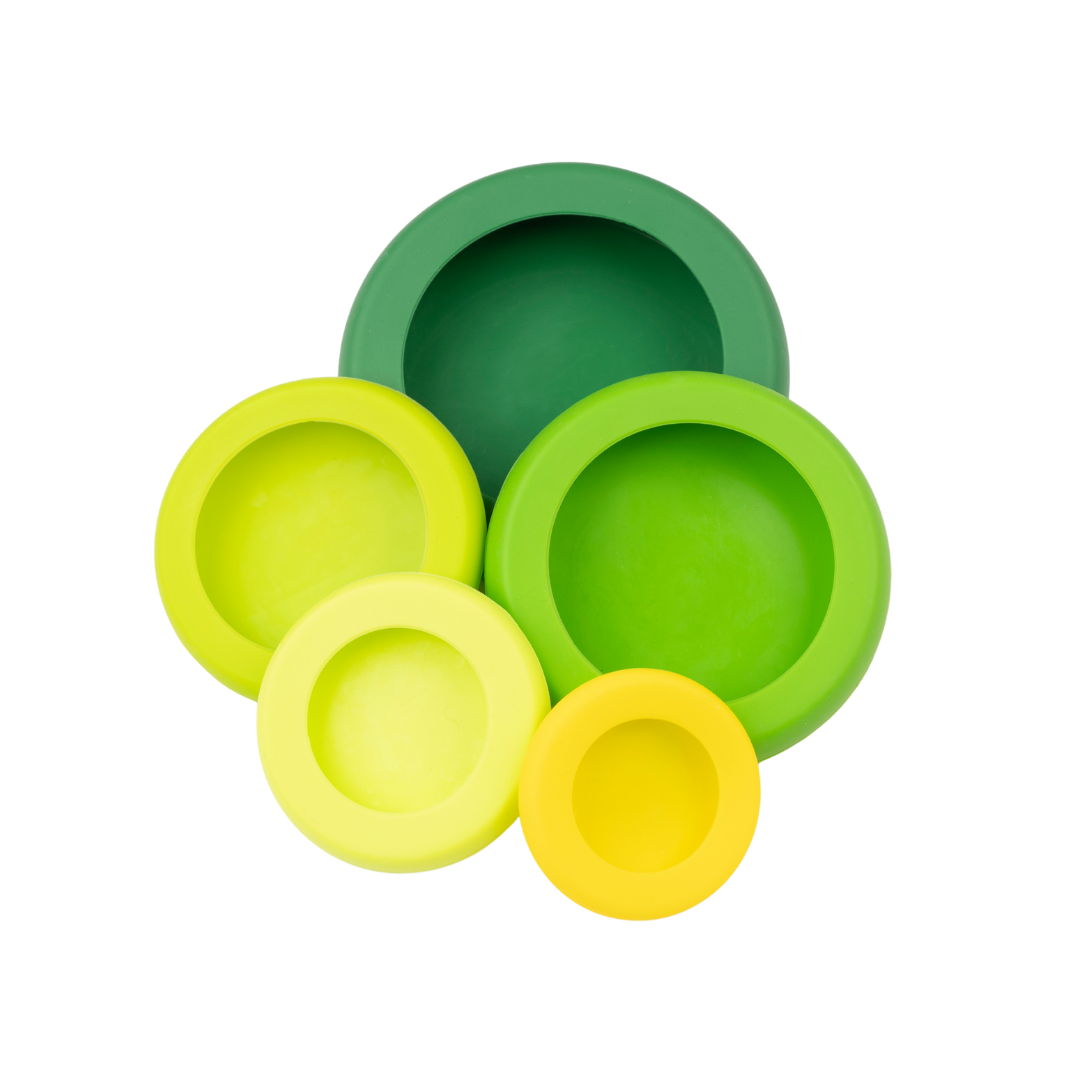 Tampas ajustáveis de silicone - Conjunto de 5 Fresh Greens