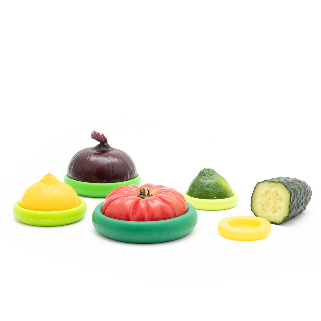 Tampas ajustáveis de silicone - Conjunto de 5 Fresh Greens