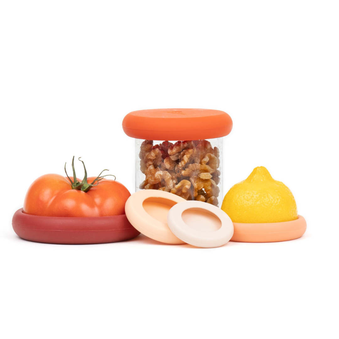 Tampas ajustáveis de silicone - Conjunto de 5 Terra Cotta