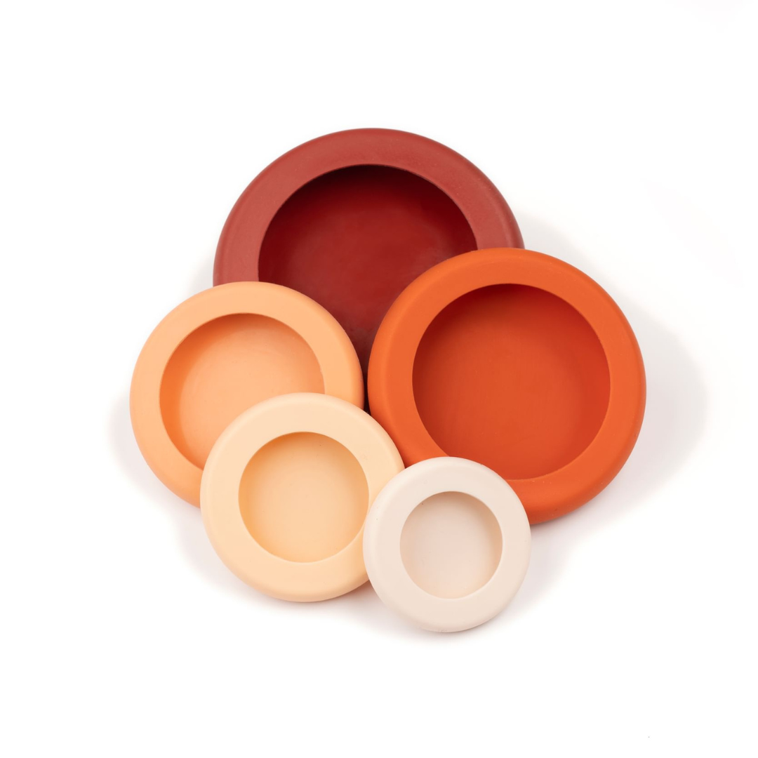 Tampas ajustáveis de silicone - Conjunto de 5 Terra Cotta
