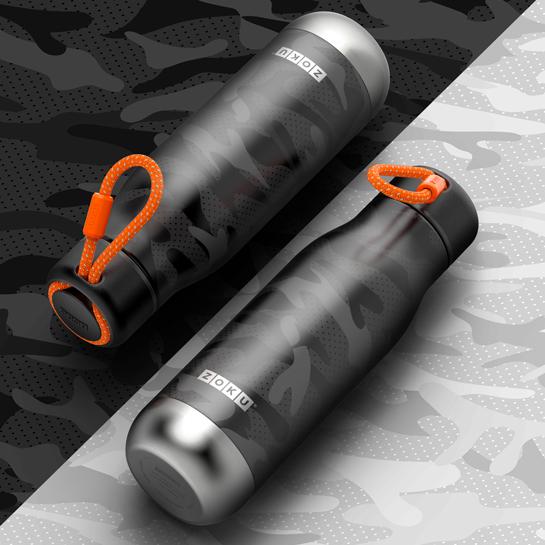 Garrafa Desportiva de Aço Inoxidável Black Camo - 500ml
