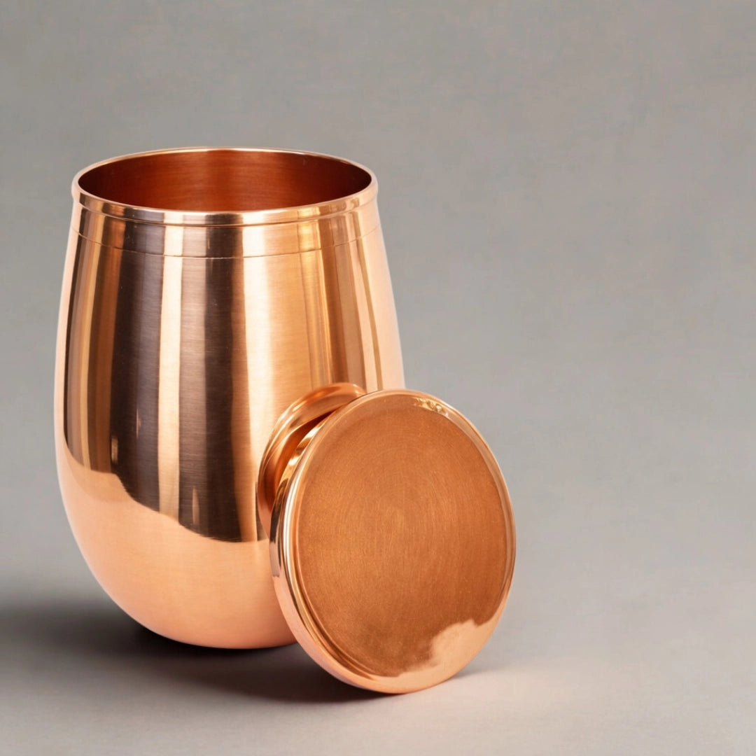 Copo Liso de Cobre Puro com Tampa – 400 ml