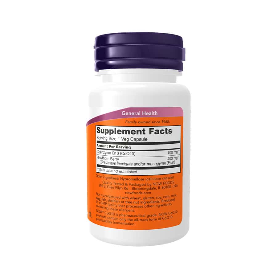 Co-Enzyme Q10 Com Bagas de Espinheiro Alvar 100 mg 30 cápsulas vegetais – Now
