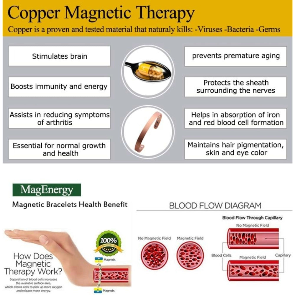 Pulseira de Saúde Magnética de Cobre – Luxo | 0,7 cm