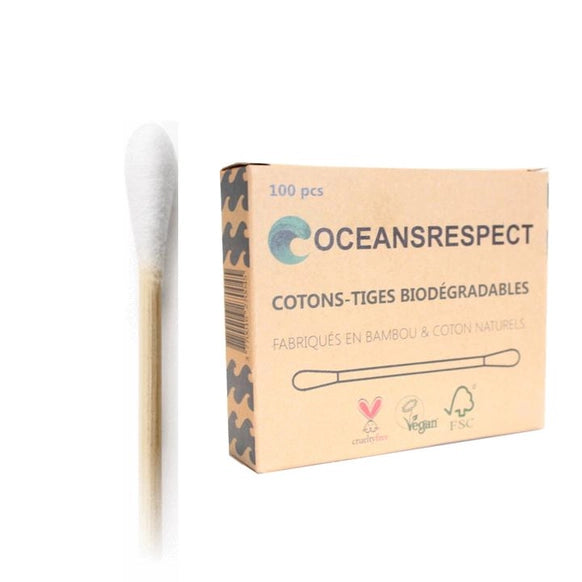 Cotonetes de bambu e algodão orgânico