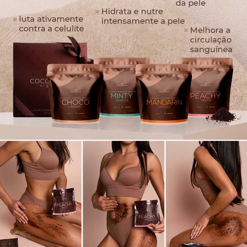 COCOSOLIS LUXURY COFFEE SCRUB BOX. 4 PACKS * 70 G