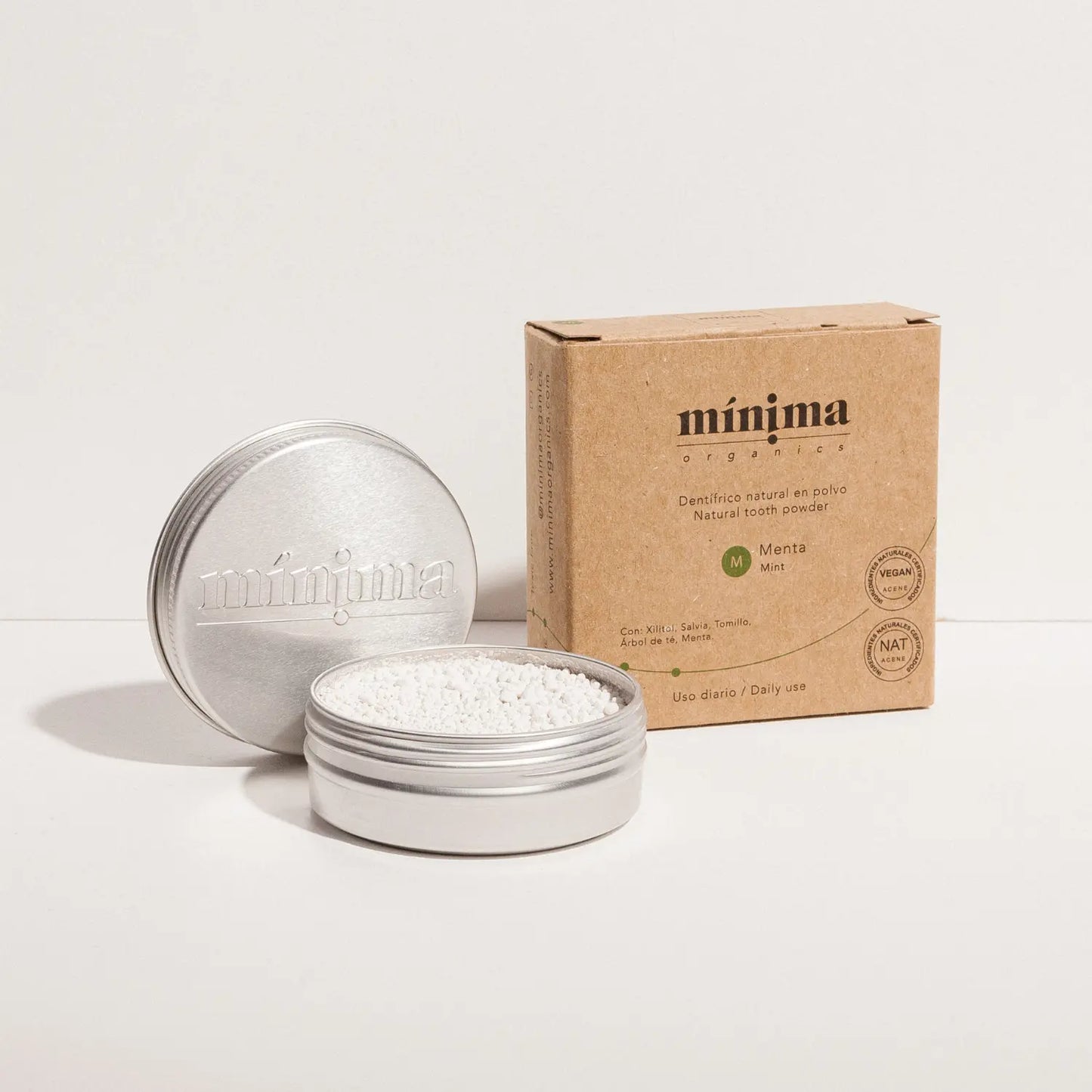 Pasta de Dentes em Pó Natural – Menta | Vegana, Recarregável e Sem Plástico (30g)