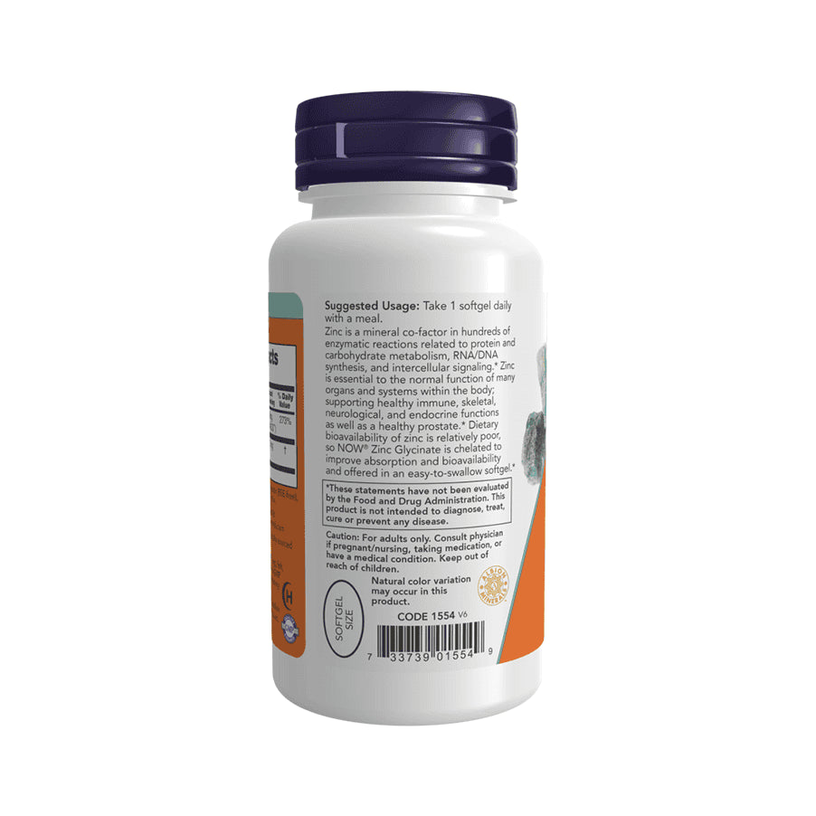 Zinc Glycinate 30mg 120 Cápsulas Now Foods