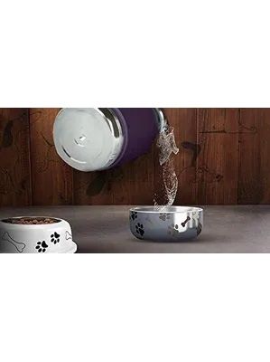 Garrafa térmica de 1L + tigela de aço inoxidável para animais de estimação