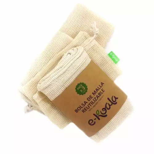 Kit de 3 sacos de malha reutilizáveis