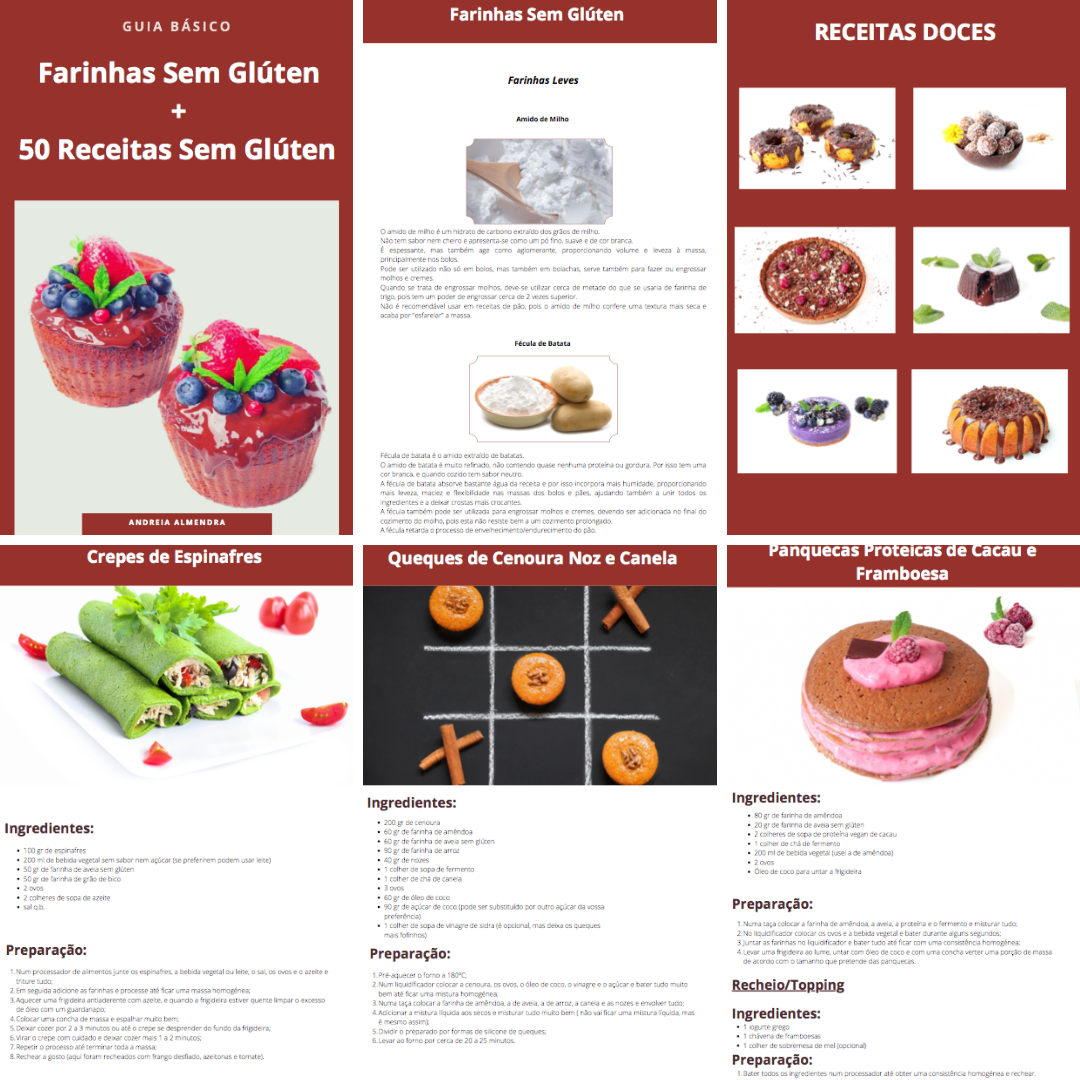 E-book: Farinhas Sem Glúten + 50 Receitas Sem Glúten