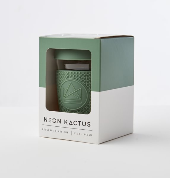 Copo de Café de Vidro 340ml - Neon Kactus