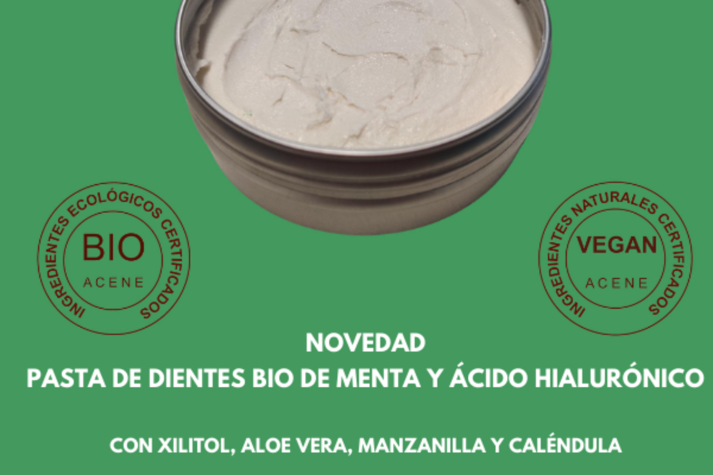 Creme dentário orgânico - HORTELÃ E ÁCIDO HIALURÔNICO (COM FLÚOR)