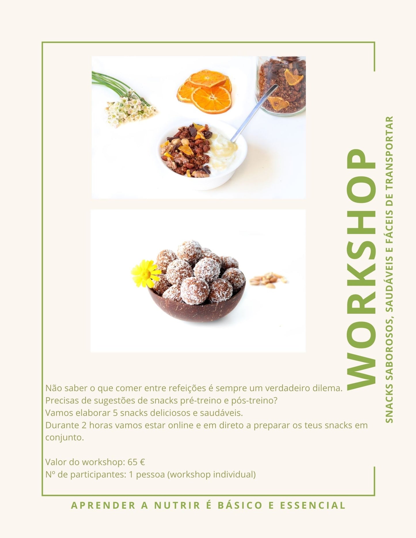 Workshop - Snacks saborosos, saudáveis e fáceis de transportar