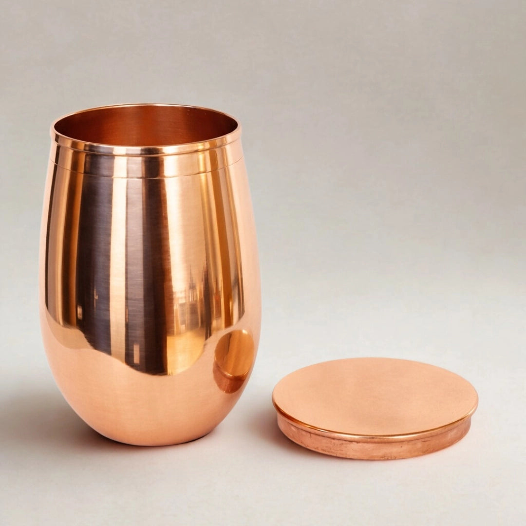 Copo Liso de Cobre Puro com Tampa – 400 ml