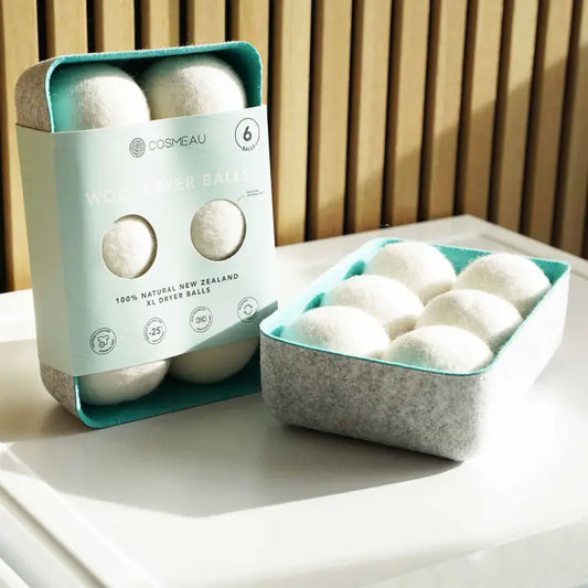 Dryer Balls – Pack 6 Unidades com Bandeja de Armazenamento