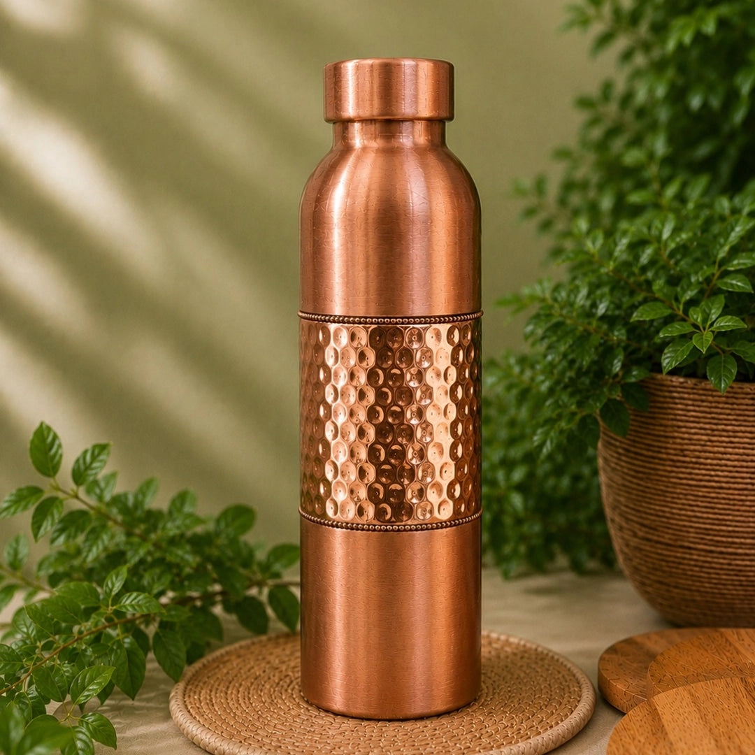 Garrafa de Cobre Martelada Escovado Mate – 1000 ml