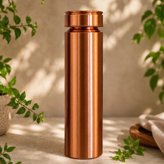 Garrafa de Cobre Modelo Reto Escovado Mate – 1000 ml