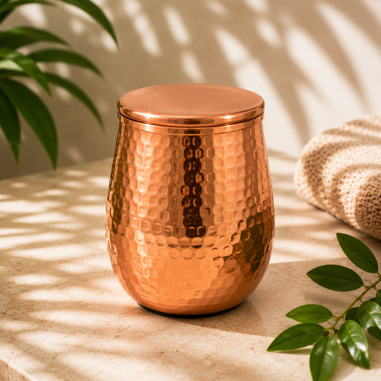Copo de Cobre Puro com Tampa – 470 ml