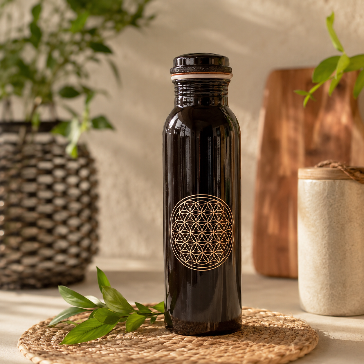 Garrafa de Cobre Ayurveda FLOR DA VIDA  – 950 ml