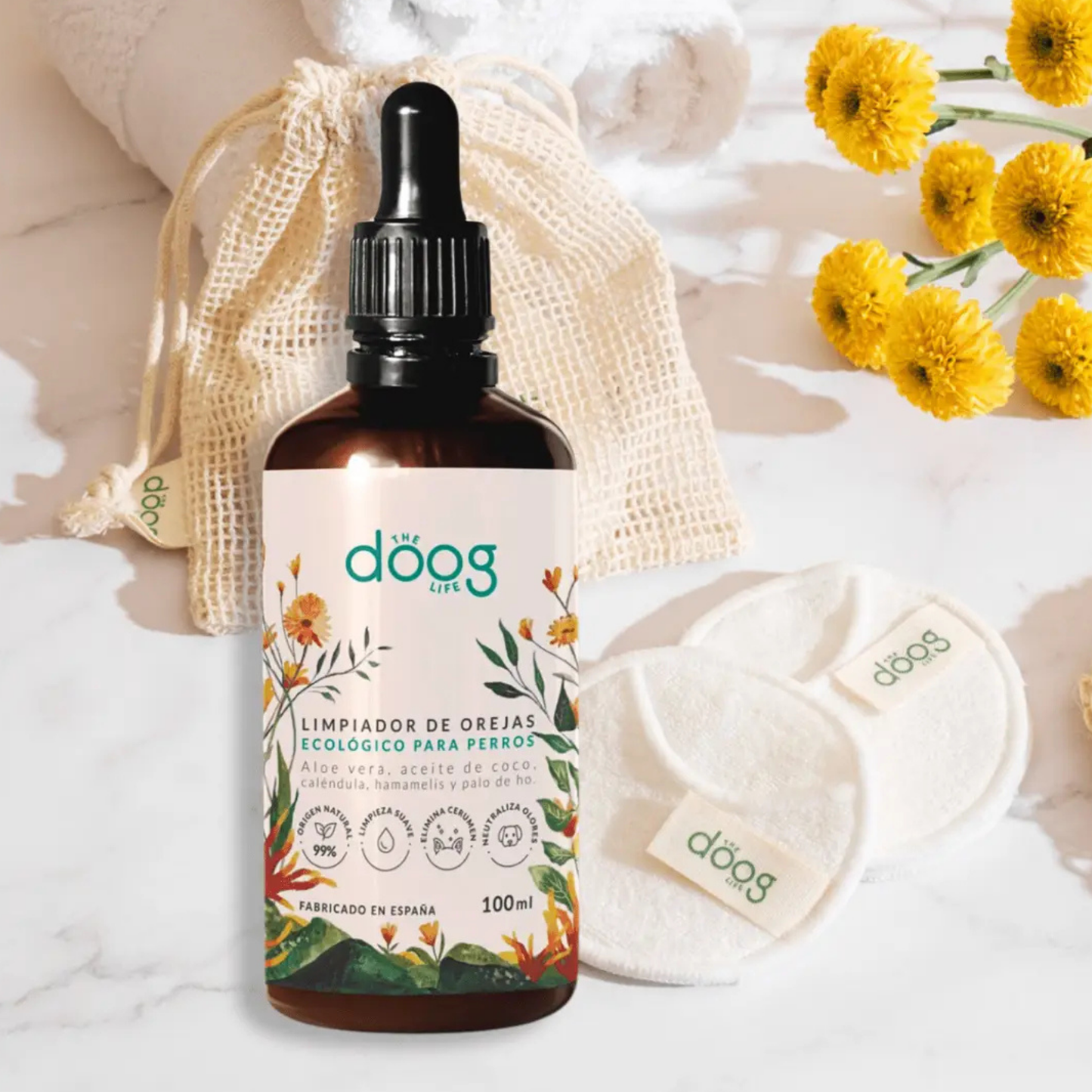 Limpador Natural de Orelhas para Cães e Gatos