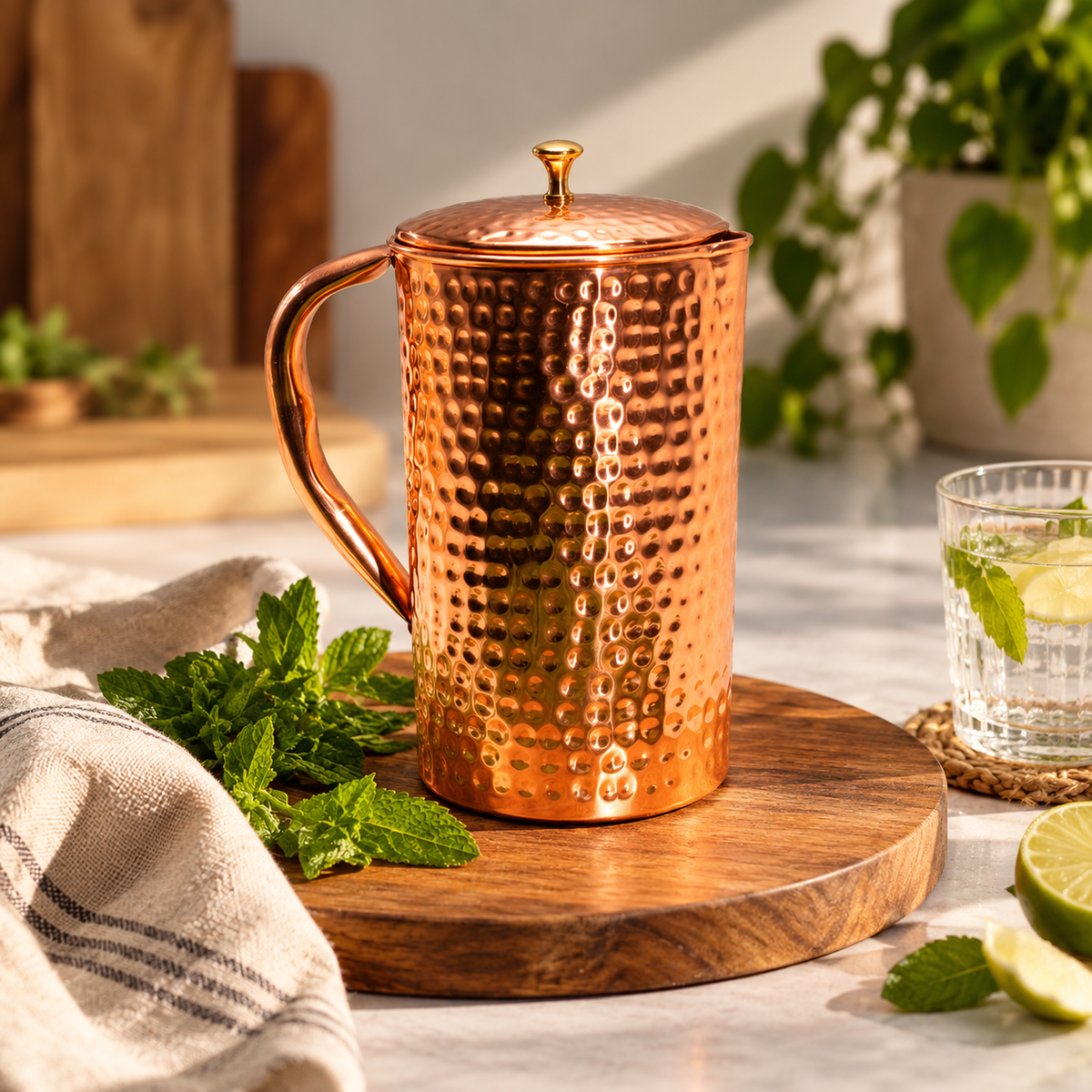 Jarra de Cobre Puro Martelado – 1,5 L