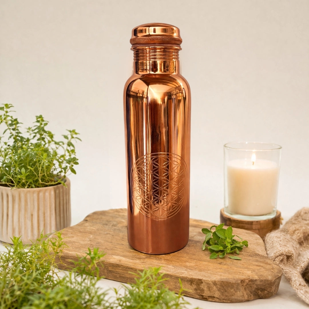 Garrafa de Cobre Ayurveda FLOR DA VIDA  – 1000 ml