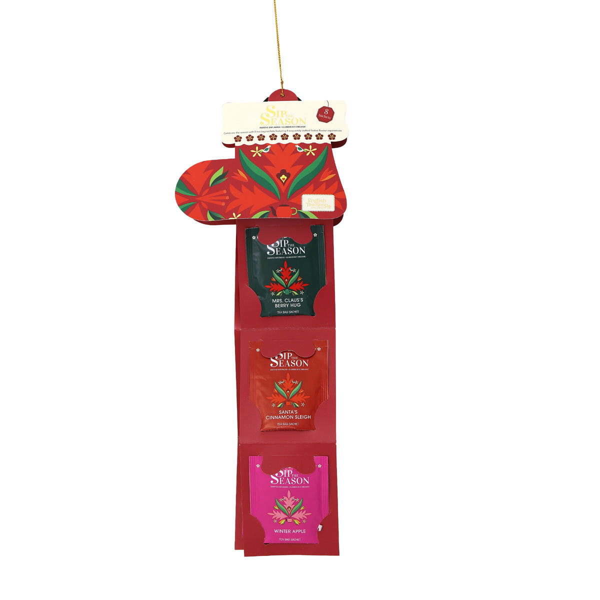 Meia de Natal com Chás do Pai Natal – Vermelha | English Tea Shop 8 Saquetas