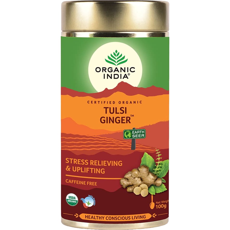 Infusão Tulsi Ginger em Folhas Soltas 100 g – Organic India