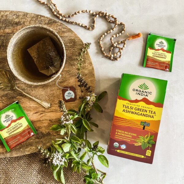 Infusão Biológica Tulsi Green Tea Ashwagandha - 25 saquetas – Organic India
