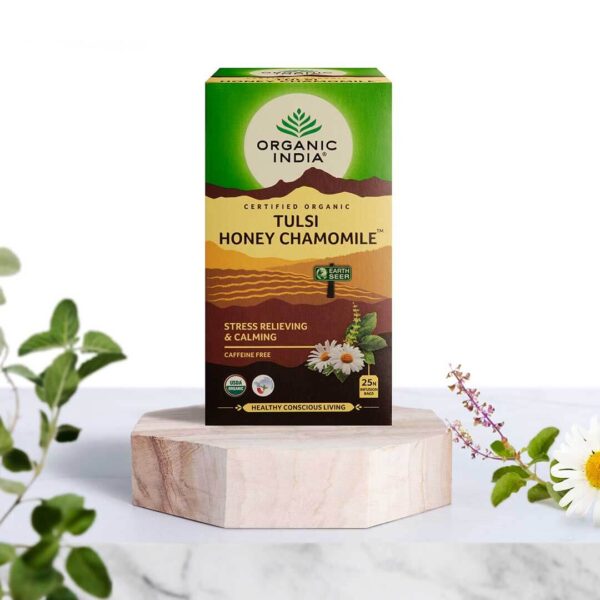 Infusão Biológica Tulsi Honey Chamomile - 25 saquetas – Organic India