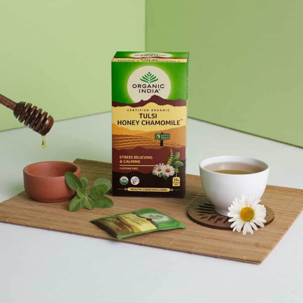 Infusão Biológica Tulsi Honey Chamomile - 25 saquetas – Organic India