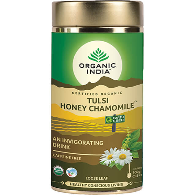 Infusão Tulsi Honey Chamomile em Folhas Soltas 100 g – Organic India