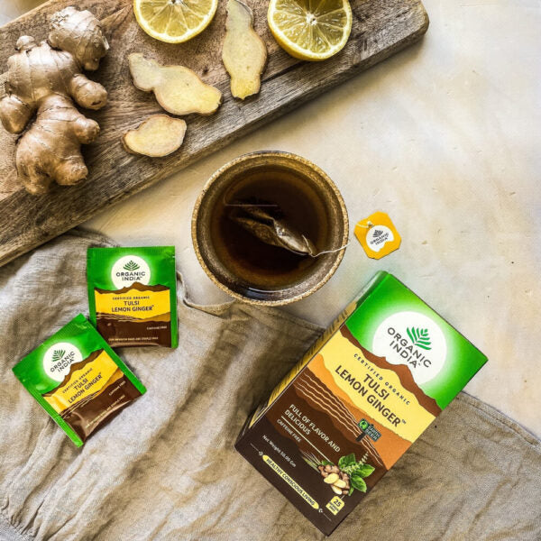 Infusão Biológica Tulsi Lemon Ginger - 25 saquetas – Organic India