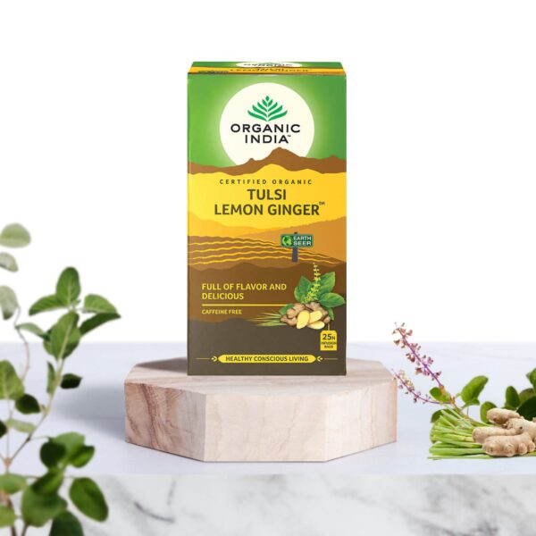 Infusão Biológica Tulsi Lemon Ginger - 25 saquetas – Organic India