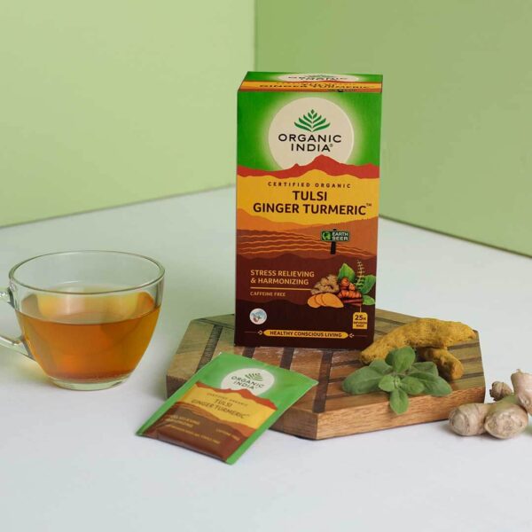 Infusão Biológica Tulsi Turmeric Ginger - 25 saquetas – Organic India