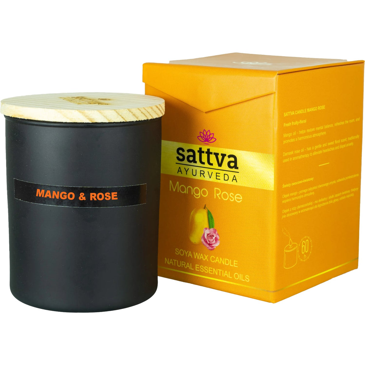 Vela Aromática de Soja Manga e Rosa Indiana – Sattva