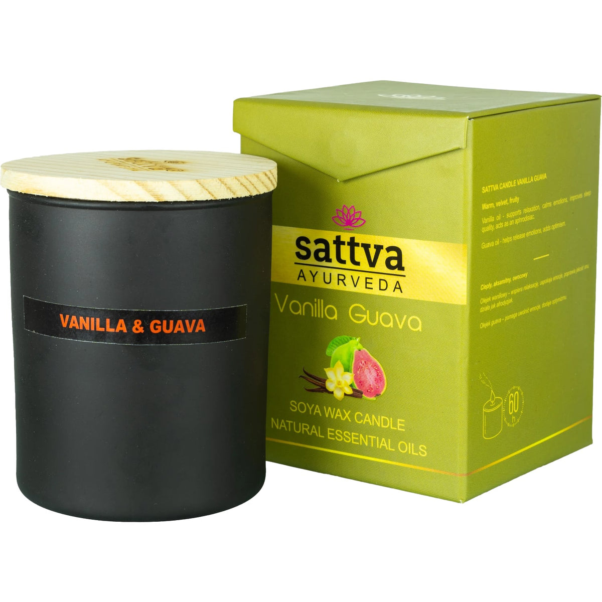 Vela Aromática de Soja Baunilha e Goiaba – Sattva