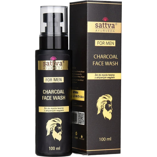Gel de Limpeza Facial para Homem com Carvão Ativado 100 ml – Sattva