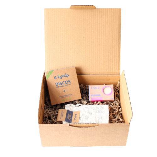 Discos desmaquilhante reutilizáveis + Sabonete Artesanal de Rosa Mosqueta 100gr + Saco de sisal para sabonetes