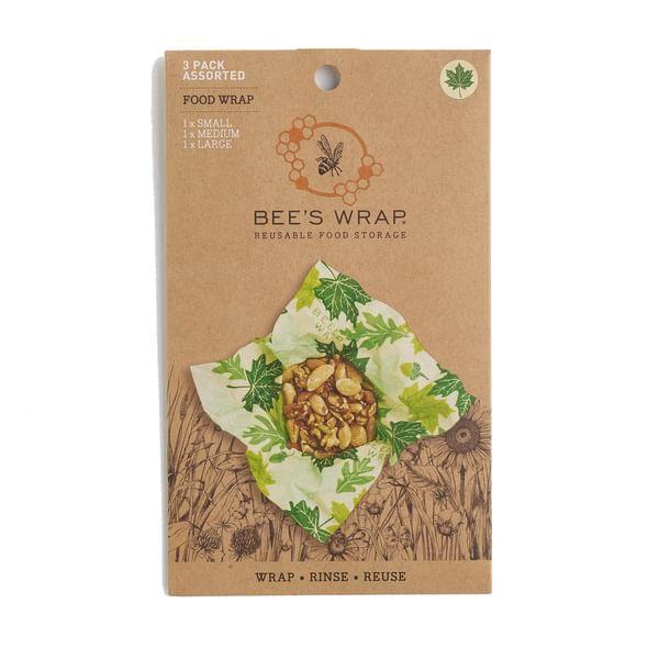 Bee's Wrap - Invólucro de cera de abelha - Conjunto de 3 + Tampas ajustáveis de silicone para citrinos - Conjunto de 2