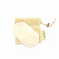 Discos desmaquilhante reutilizáveis + Sabonete Artesanal de Rosa Mosqueta 100gr + Saco de sisal para sabonetes